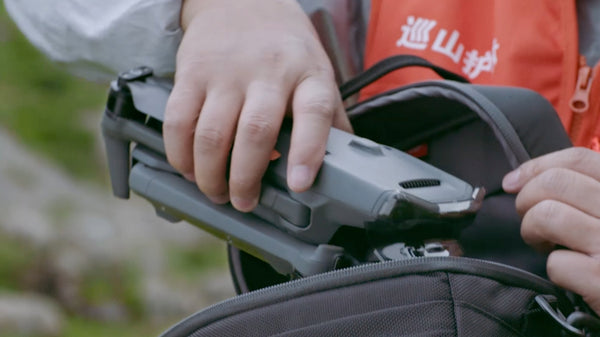 DJI Mavic 3 Thermal being put into a bag by a drone pilot