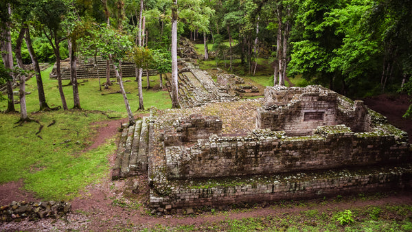 Drones & LiDAR- Archeolgical survey of Mayan ruins in Copan surrounded by jungle and green vegetation