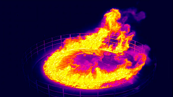 Thermal imagine of a ring of fire captured by the DJI Mavic 3t (thermal)