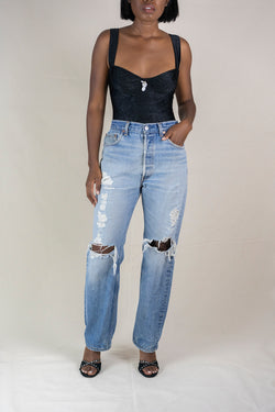 levi's 501 distressed jeans