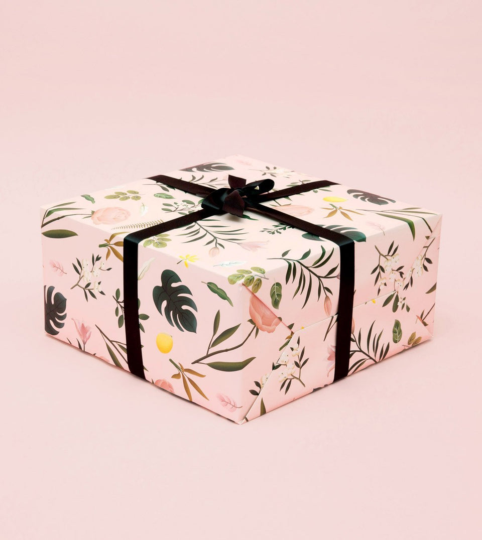 Pink Blue Joyful Floral Wrapping Paper · Creative Fabrica