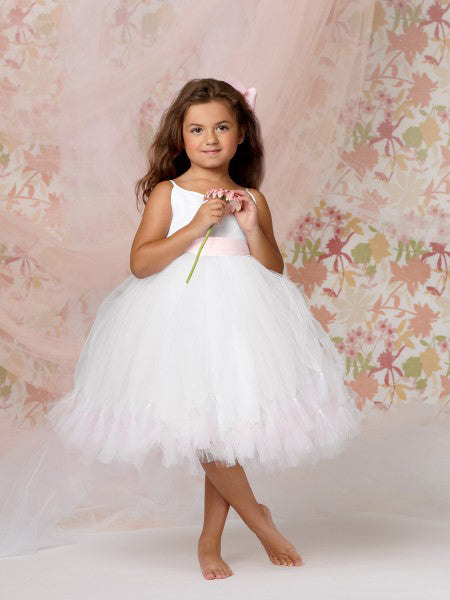 spaghetti strap tulle flower girl dress