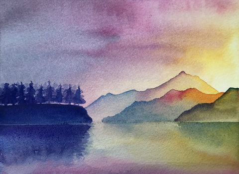 Canoeing on the Johnstone Strait - watercolour number 3