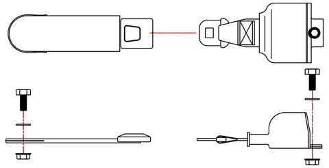 Wise Industrial WM678 ALR Retractable Seat Belt - Black Webbing - Line Drawing