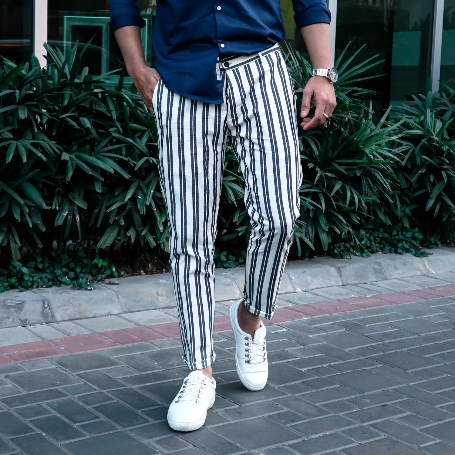 Mens Navy Blue Slim Fit Tight Ankle Mens Formal Pants Style Chic Striped  Design For Office And Party Wear 220225 From Huan02, $29.67 | DHgate.Com