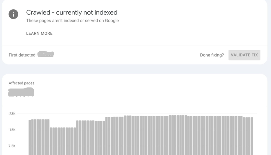 Screenshot of Google Search Console.