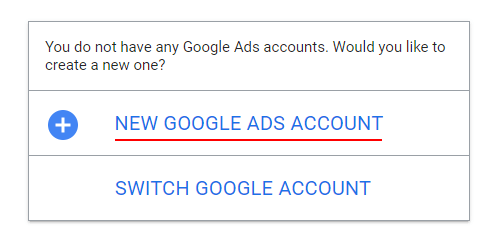 Create new Google Ads account
