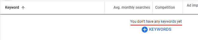 Don't have any keywords message