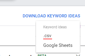 Exporting keywords to CSV