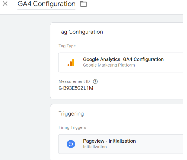 Google Analytic 4 configuration tag screenshot