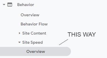 Getting to Speed Overview report in Google Analytics