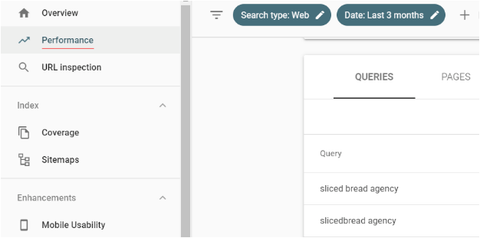 Google Search Console - queries report