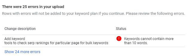 Keyword Planner 10-word limit