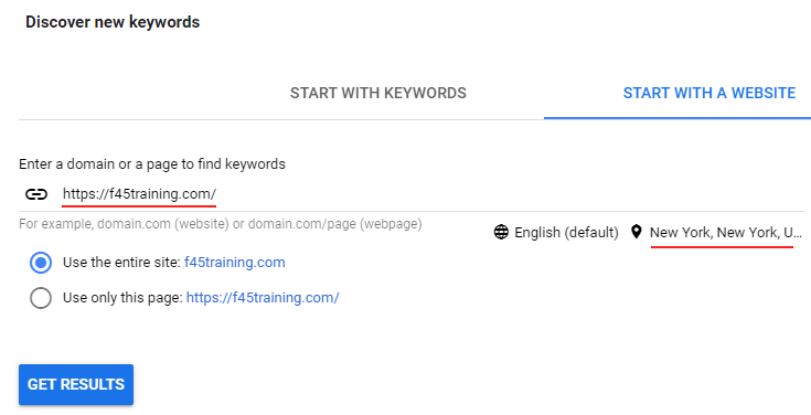 Starting keyword research with a website