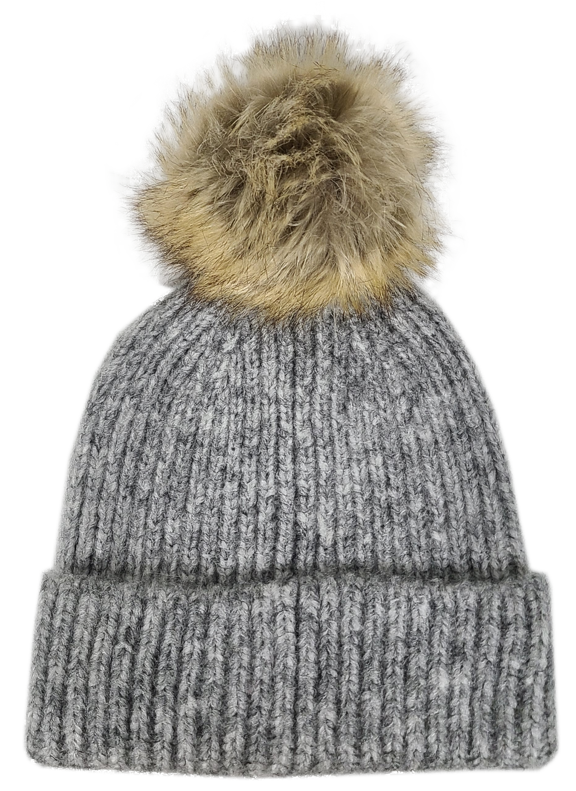 zone hoesten De schuld geven Hat-2074 Beanie with Faux Fur Pom Melange Grey – Girlie Girl Wholesale