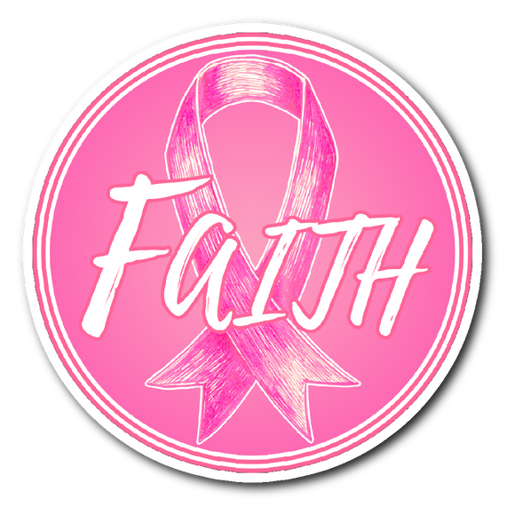 Faith Pink Ribbon Sticker Combat Breast Cancer 4955