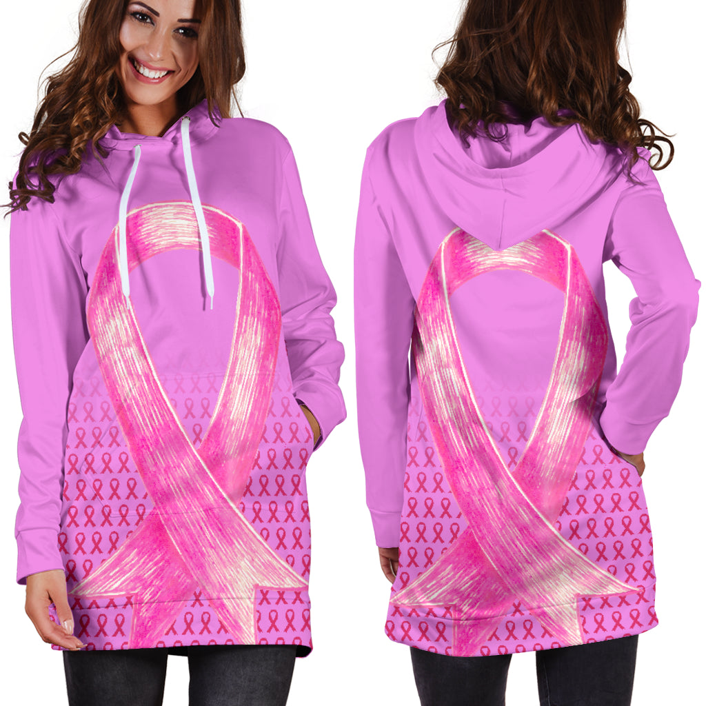 Bold Pink Ribbon Hoodie Dress – Combat Breast Cancer