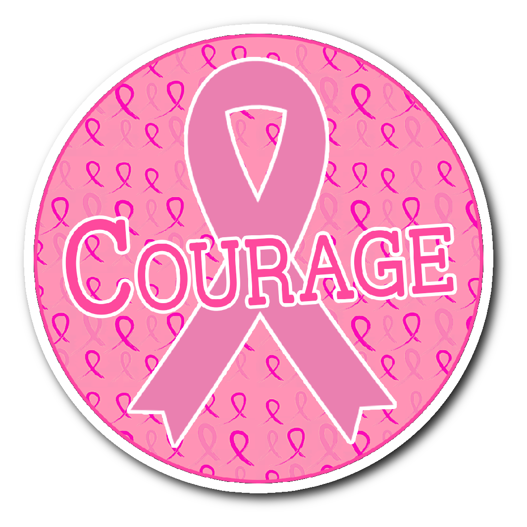 Courage Pink Ribbons Sticker Combat Breast Cancer