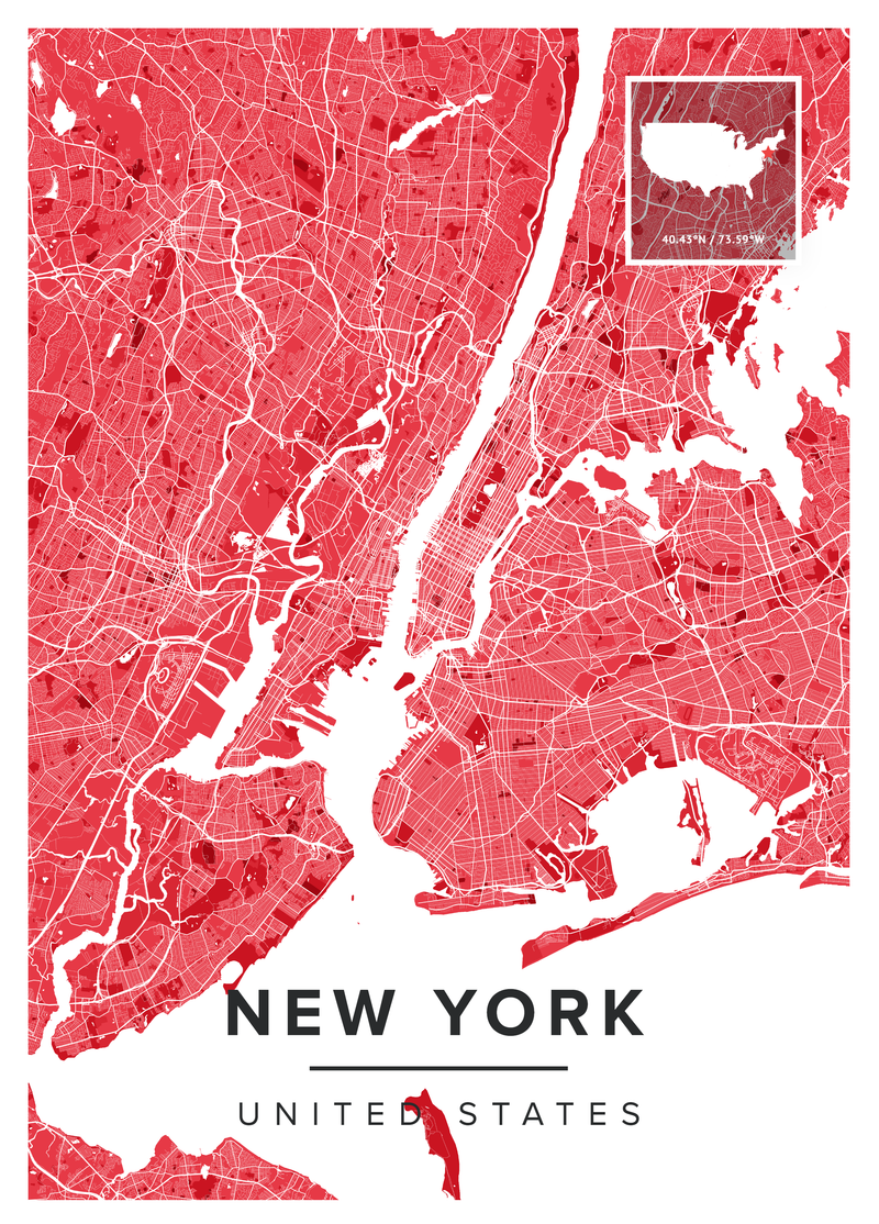 New York Map Prints New York Map Print – Maps Of The World