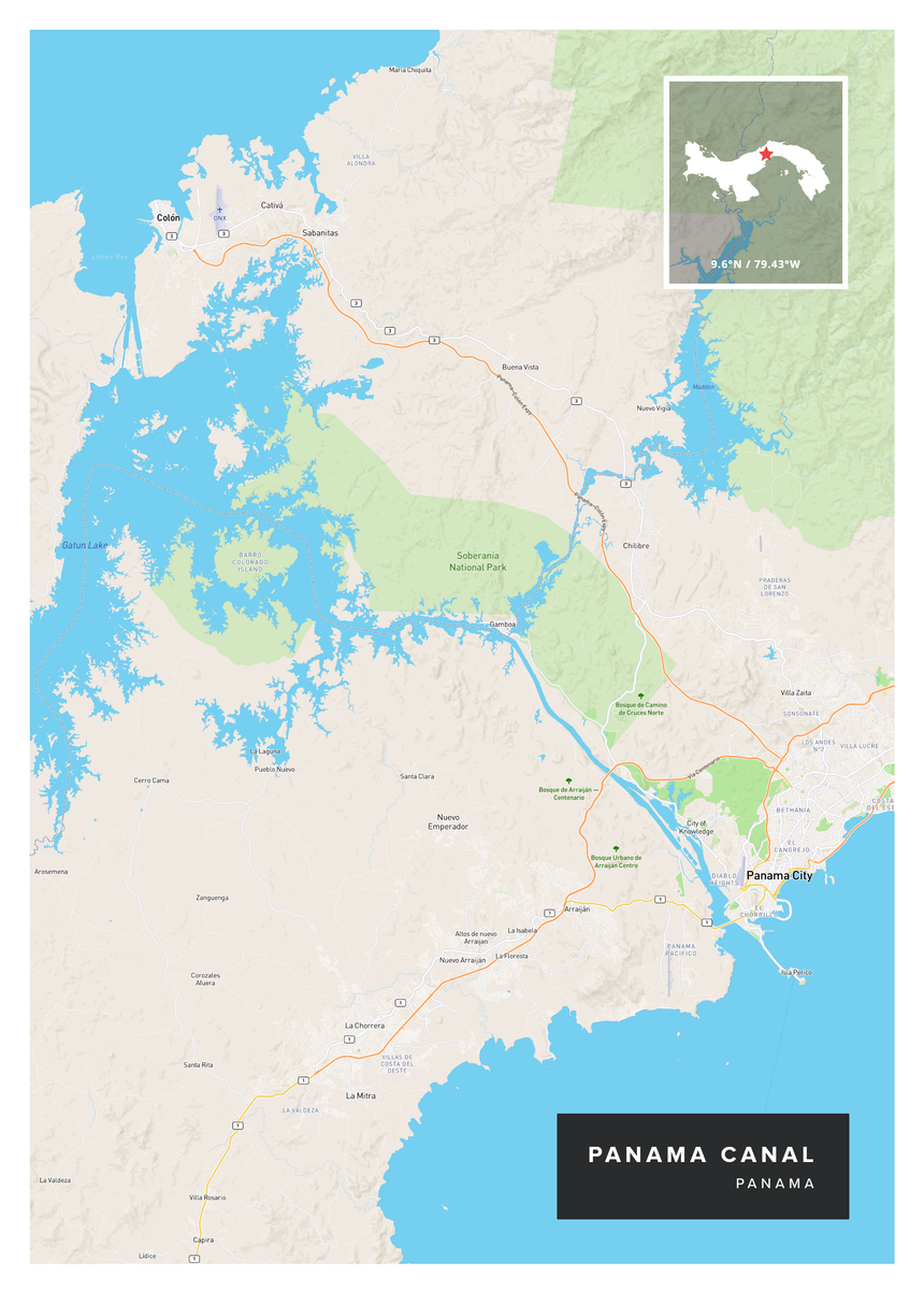 panama canal map maps