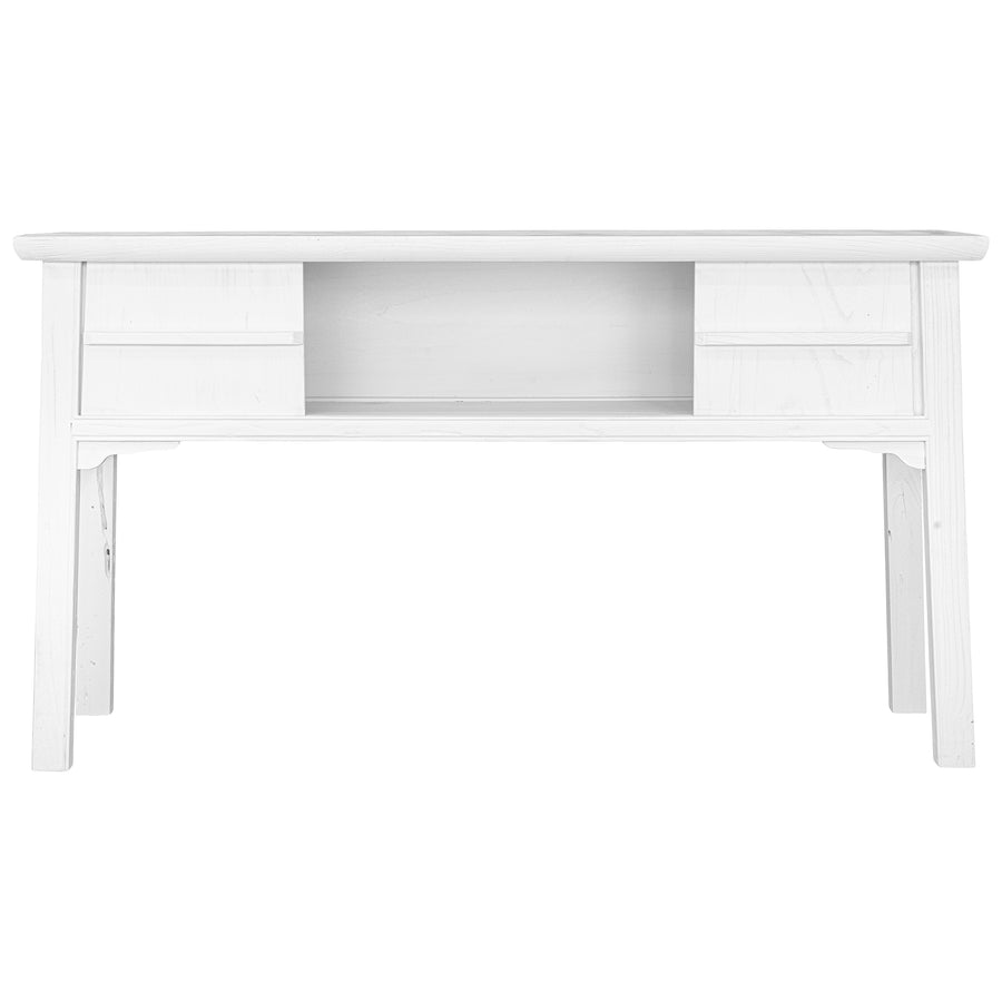 white bamboo console table