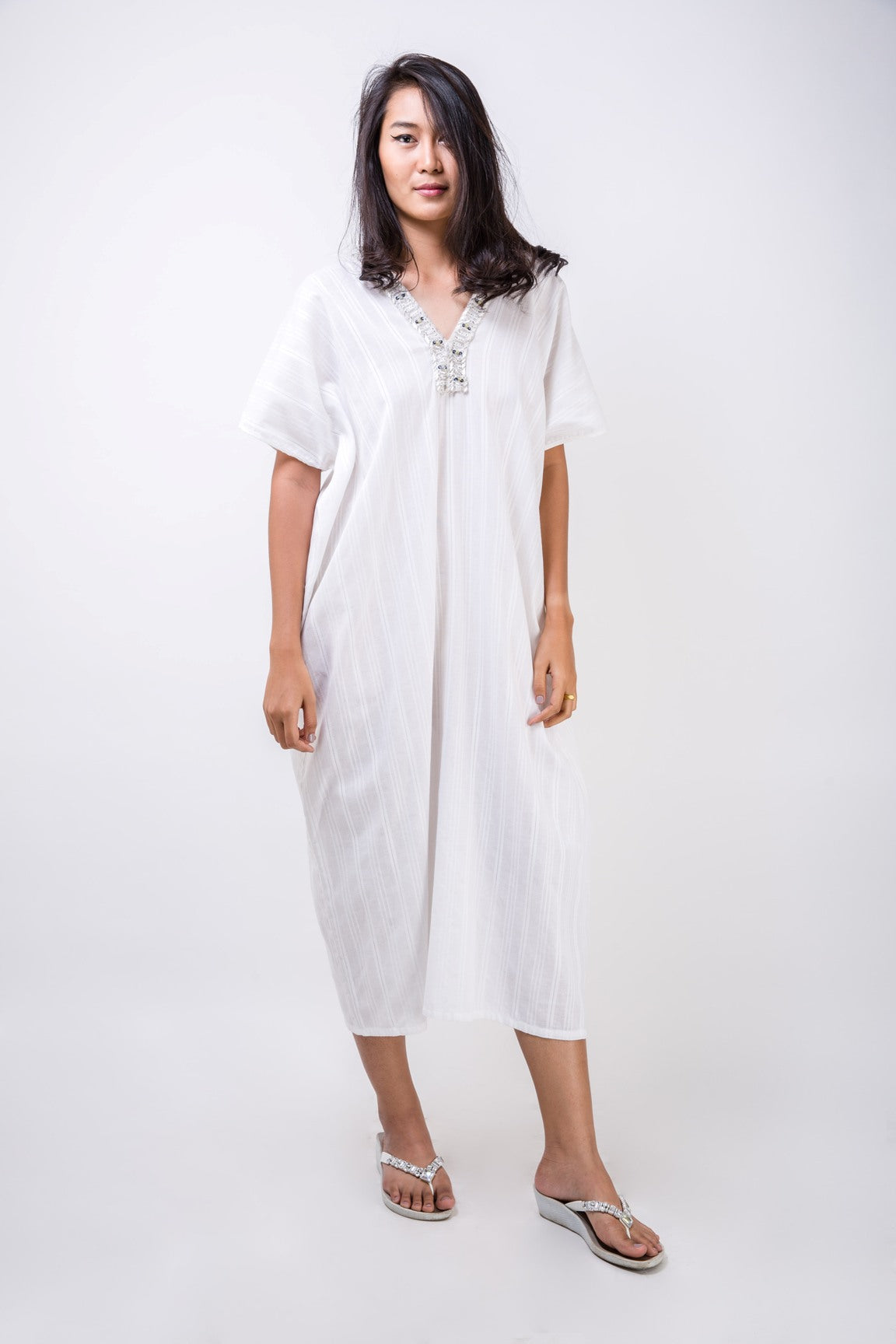 silver kaftan dress