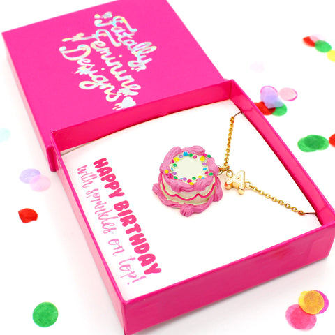 Cute Charm Jewelry For Women Happy Birthday Pink Kawaii Initial Necklace