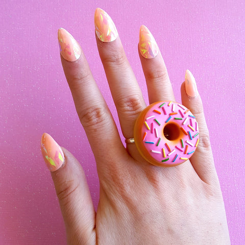 Large Two-finger Donut Ring, Pink or Chocolate – Fatally Feminine Designs