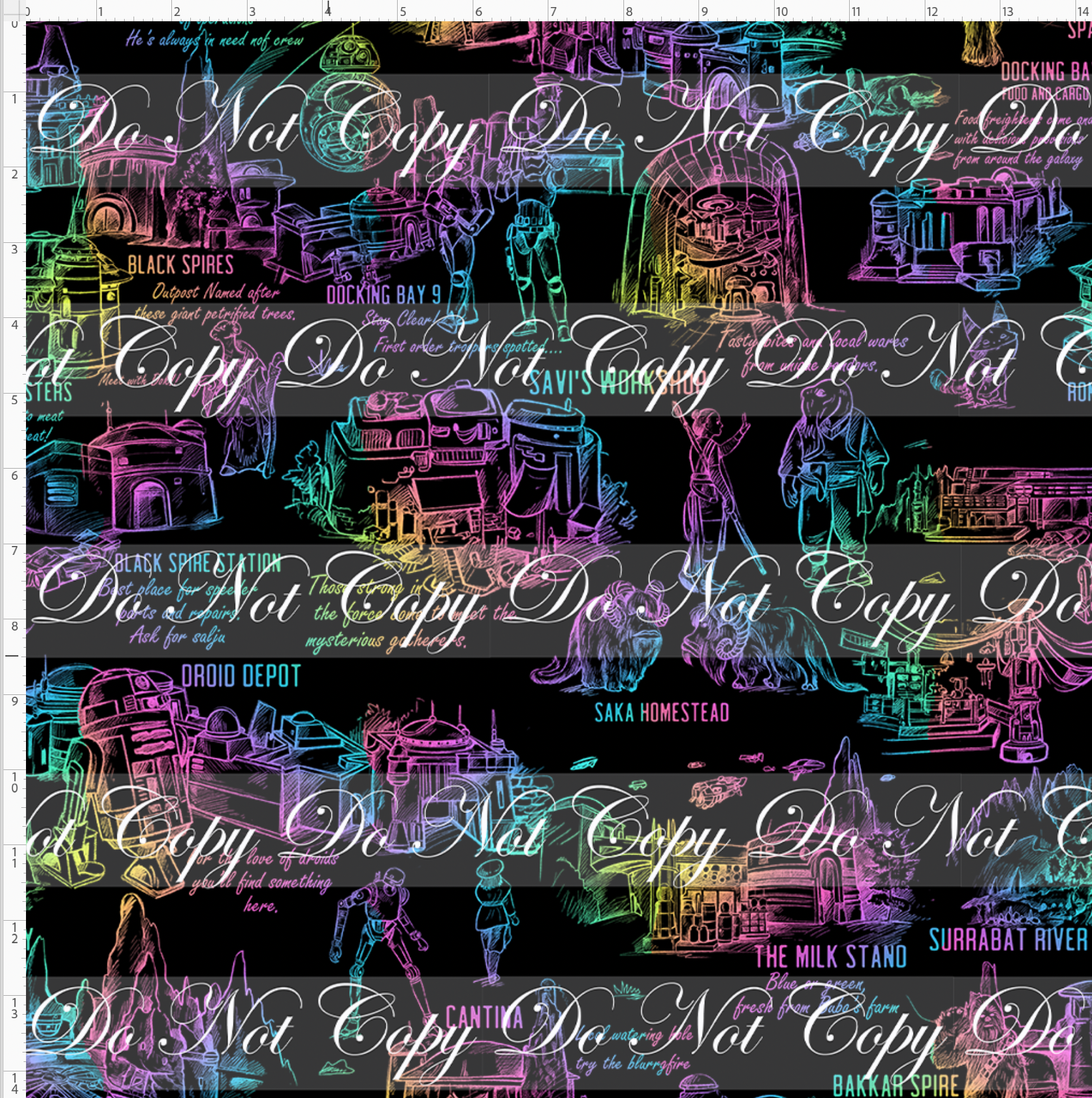 Retail - Galaxy's Edge Map - Black Background Rainbow Images - REGULAR SCALE