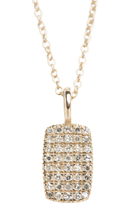 Our beautiful diamond dog tag pendant on an adjustable 14k 14-16  chain will be your best gift of the season!