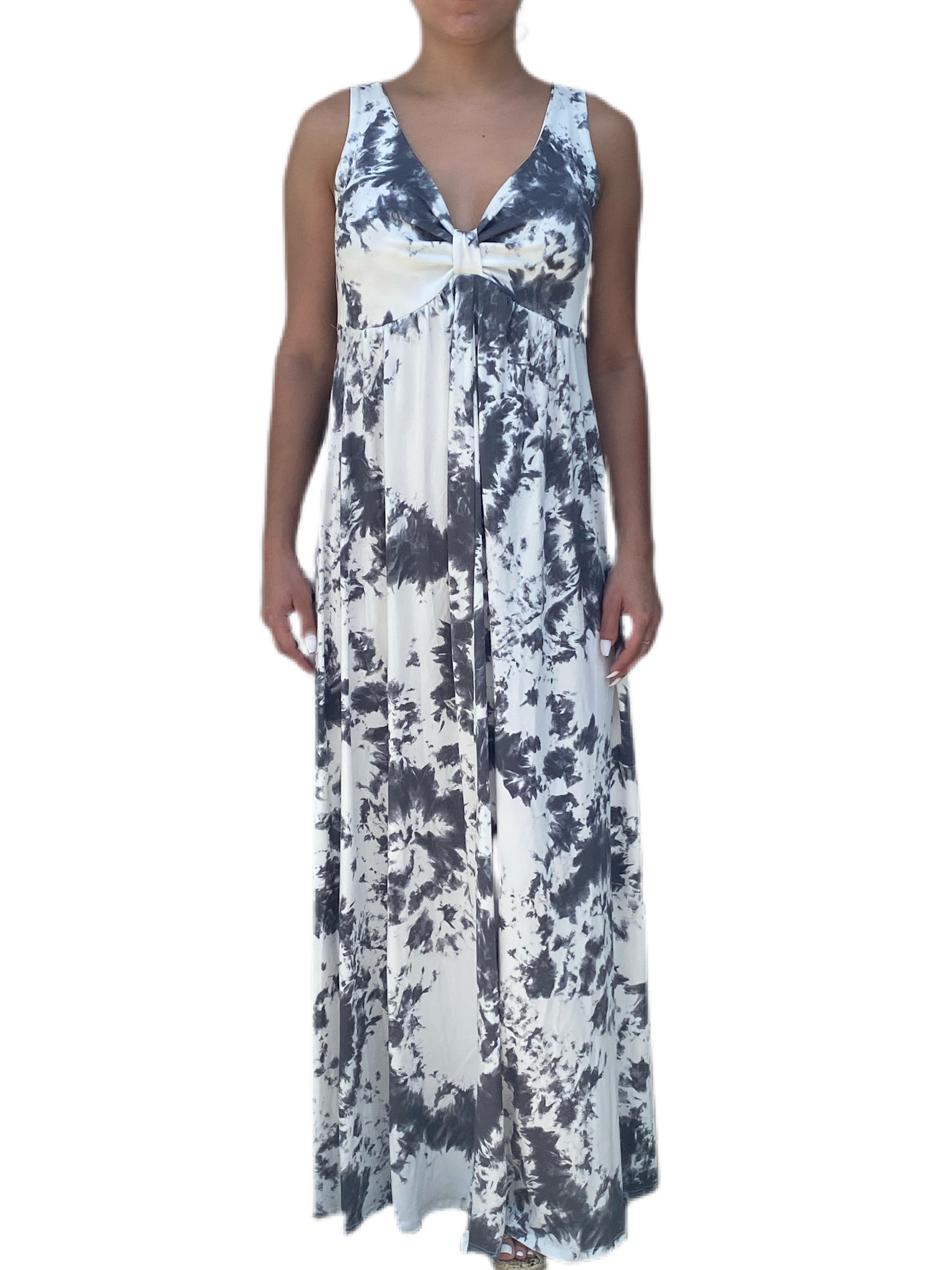 V neck maxi dress  in our grey marble rayon Jersey