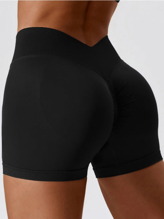 ZASUWA Female Quick-dry V-shaped Waist Scrunch Bum Spandex Gym Booty Shorts