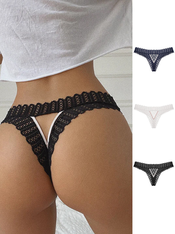 ZASUWA Female Unique Leaf Shape Lace Hollow Out Panties