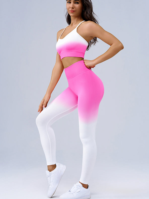 ZASUWA Female Gradient U Collar I-shaped Quick Dry Scrunch Bum Backless Tracksuit