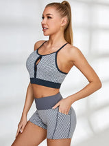 ZASUWA Female Honeycomb Pocket Peach Hip Spandex Gym Booty Shorts Nav Image 9