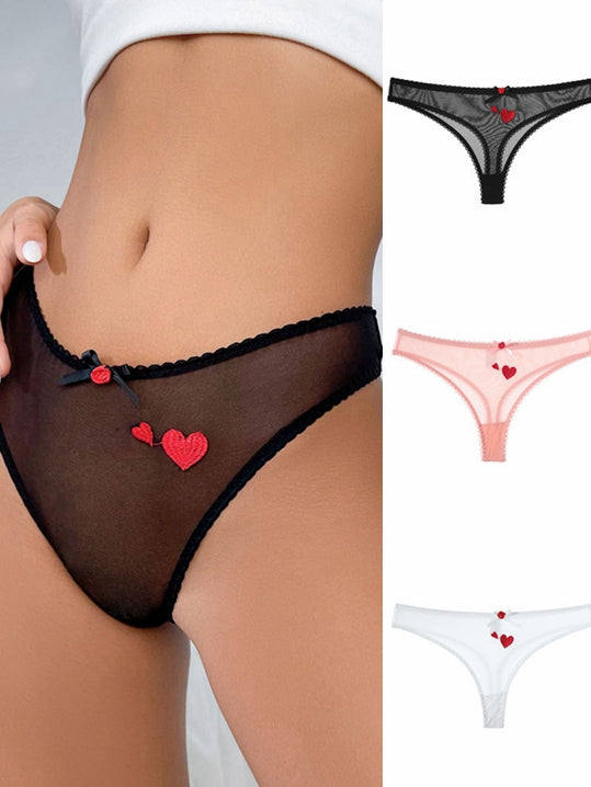 ZASUWA Female Love Print Mesh Panties