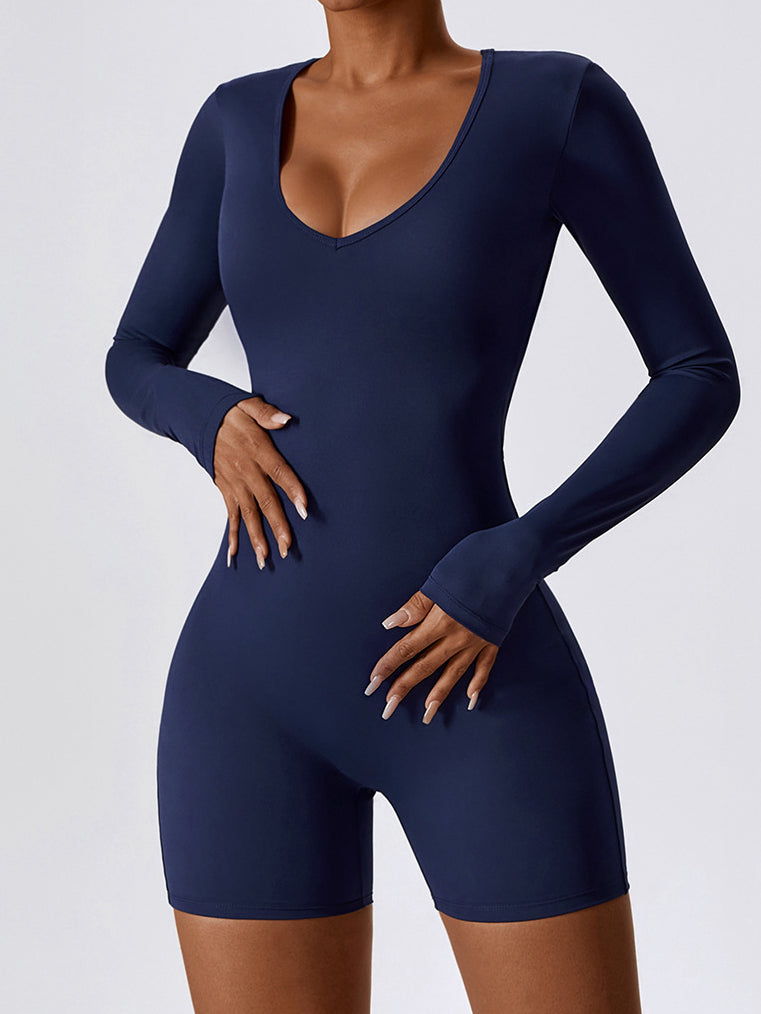 ZASUWA Female Deep V Collar Short Jumpsuit