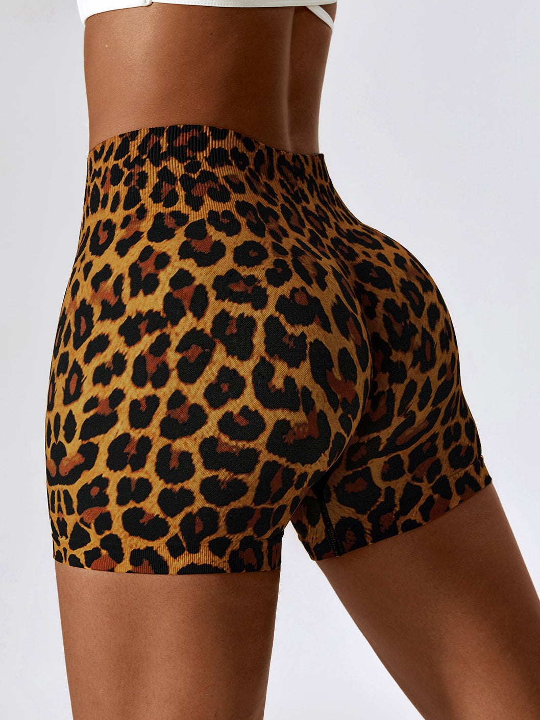 ZASUWA Female Seamless Animal Print Hot Tie-dye Spandex Gym Booty Shorts