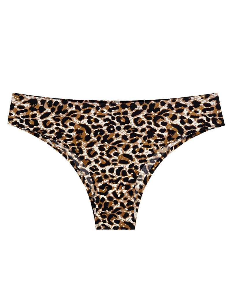 ZASUWA Female Ice Silk Traceless Leopard Print Panties