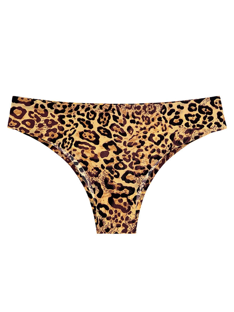 ZASUWA Female Ice Silk Traceless Leopard Print Panties