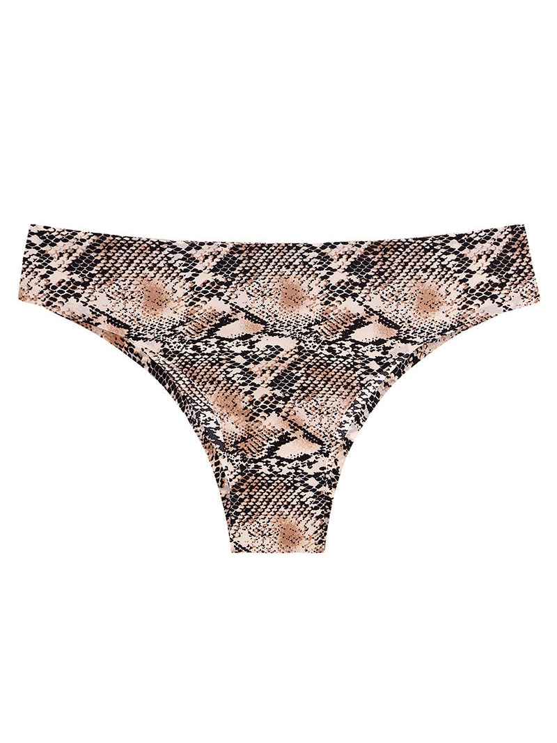 ZASUWA Female Ice Silk Traceless Leopard Print Panties