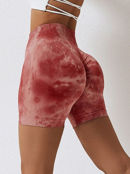 ZASUWA Female Hot Tie-dye Scrunch Bum Spandex Gym Booty Shorts