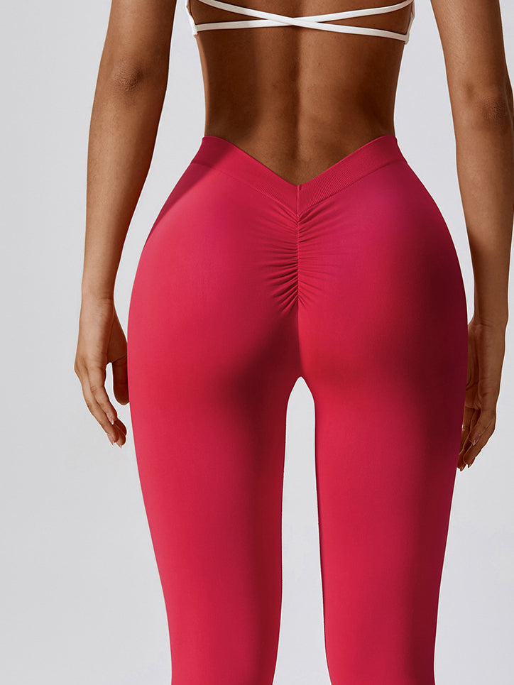 ZASUWA Female Seamless Deep V Back Scrunch Bum Leggings