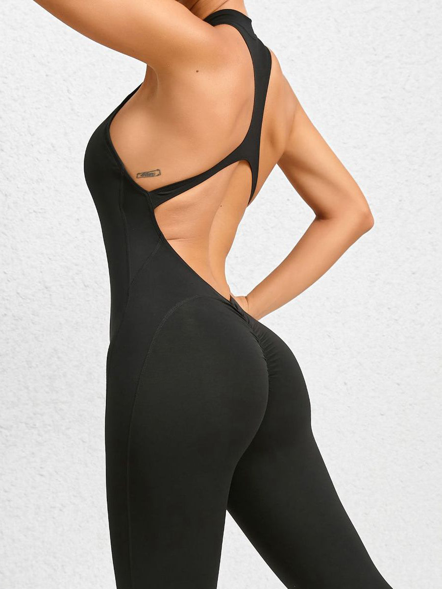 ZASUWA Female Zipper Backless Scrunch Bum Jumpsuit