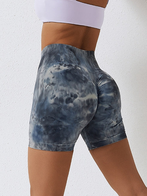 ZASUWA Female Hot Tie-dye Scrunch Bum Spandex Gym Booty Shorts