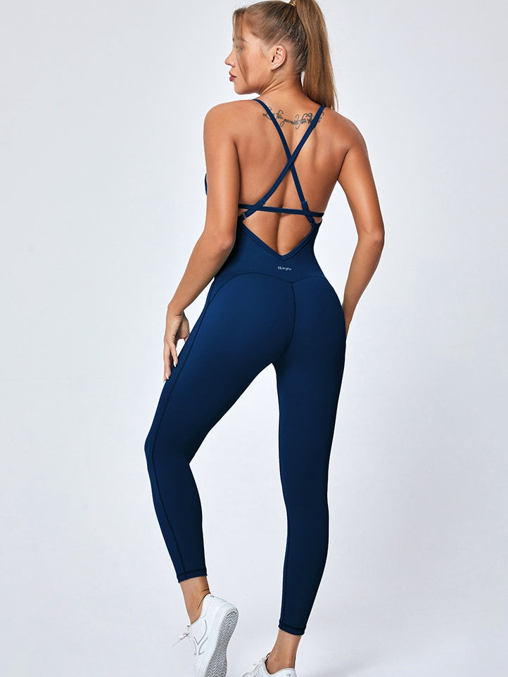 ZASUWA Female V Collar Adjustable Strap Booty Jumpsuit