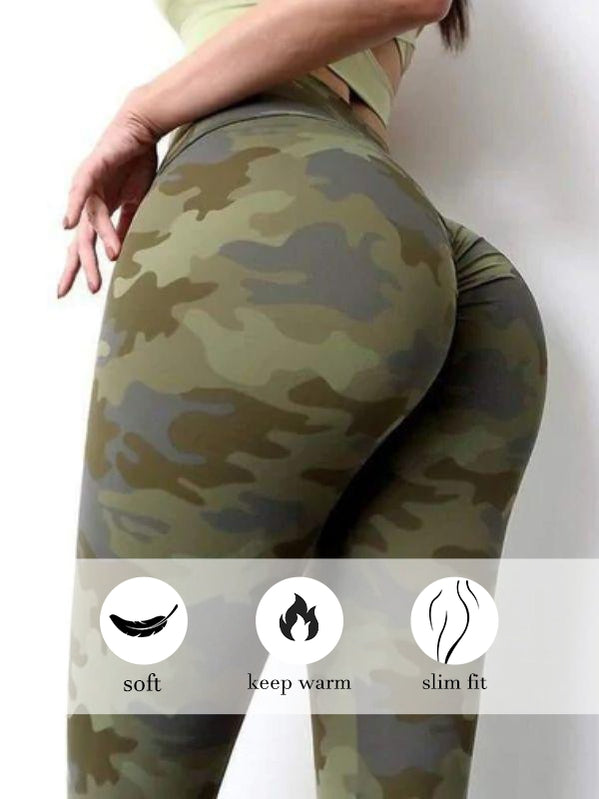 ZASUWA Female High Waist Camouflage Quick-drying Yoga Leggings