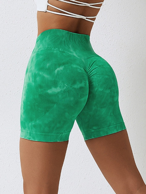 ZASUWA Female Hot Tie-dye Scrunch Bum Spandex Gym Booty Shorts