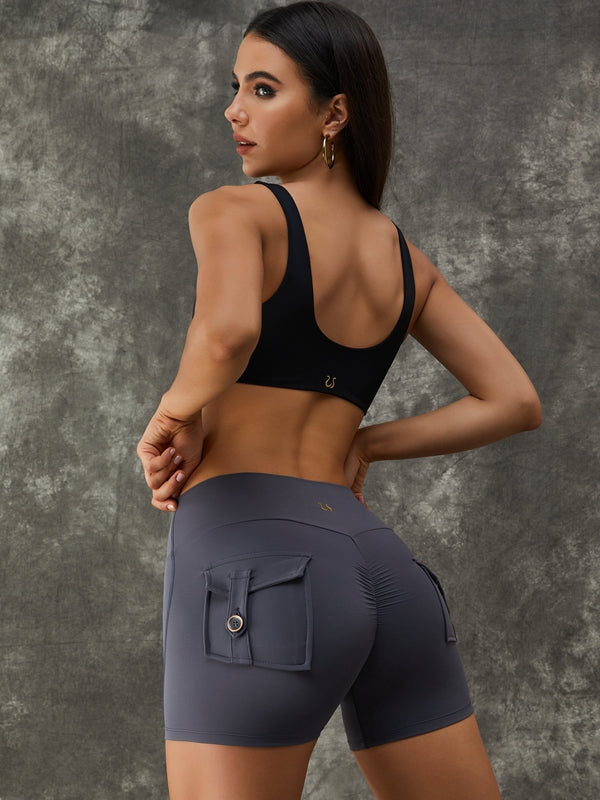 ZASUWA Female Scrunch Bum High Waist Pocket Spandex Gym Booty Shorts