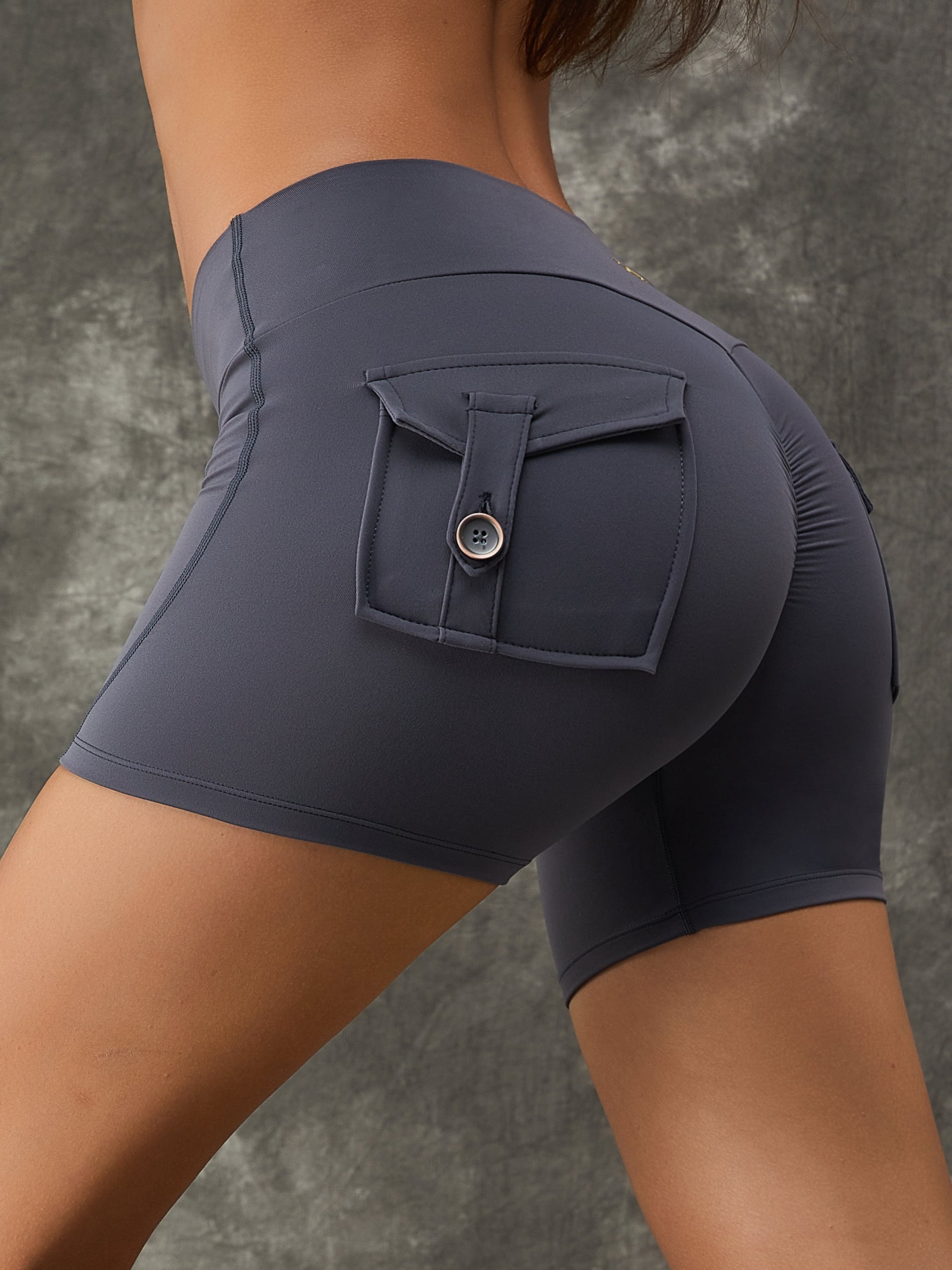 ZASUWA Female Scrunch Bum High Waist Pocket  Big Deep U Collar Short Tracksuit